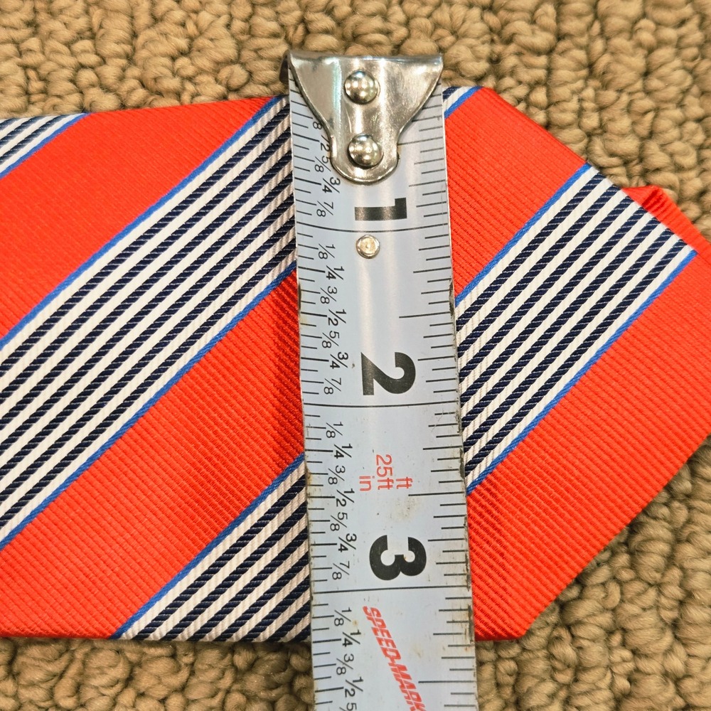 Lauren Ralph Lauren Tie Mens Vibrant Orange Blue Striped Silk Repp‎ Necktie New - Picture 5 of 6